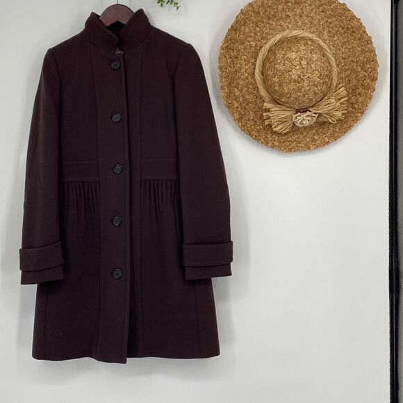 J.Crew‎ Coletta Double Cloth Lady Pea Coat Made In Italy Plum Size 6 /M - Picture 1 of 16